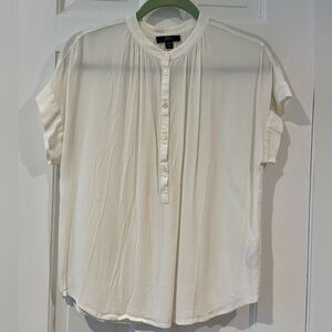 J. Crew Cream Short Sleeve Button Front Blouse